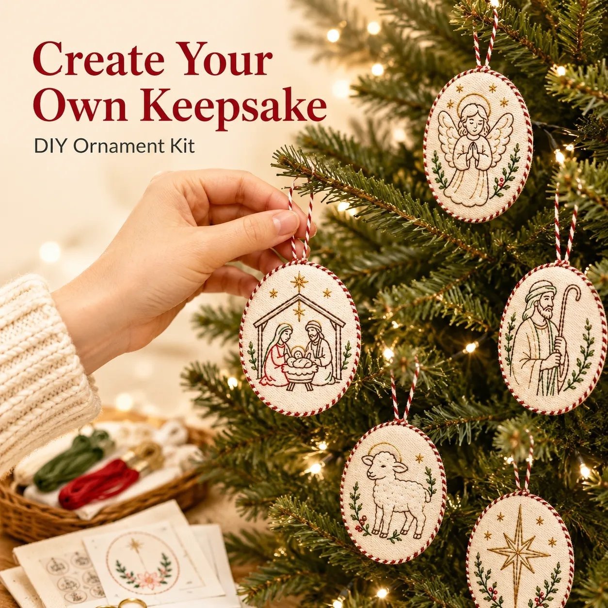 ⏳ Last Day 49% OFF – 🧵 Beginner-Friendly DIY Heirloom Oval Embroidery Ornament Kit Collection | Complete Kit with Embroidery Materials, Ornament Components & Step-by-Step Guide Included 💕