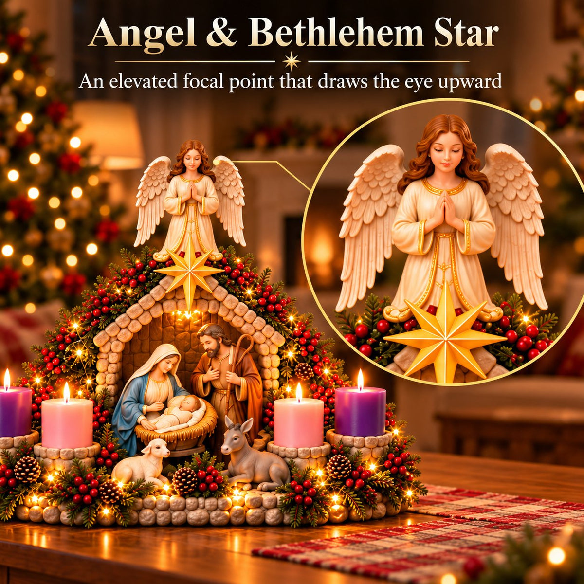 Nativity Christmas Candle Centerpiece