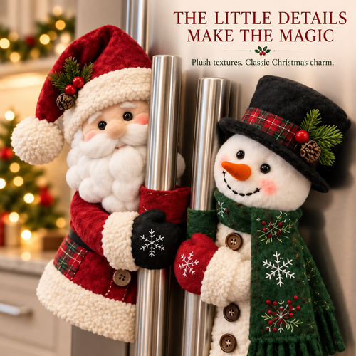 🎄 Santa & Snowman Christmas Fridge Handle Huggers