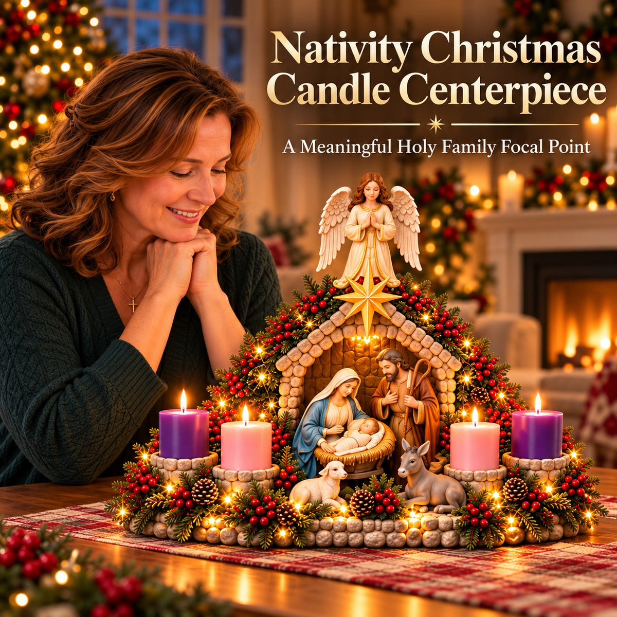 Nativity Christmas Candle Centerpiece