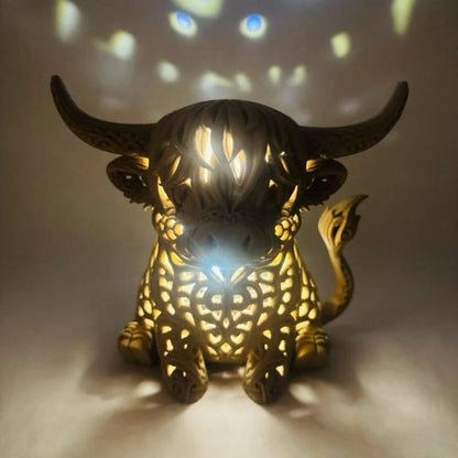 Highland Cow Tea Light Holder – 3D-Printed Filigree Hollow Candle Lantern