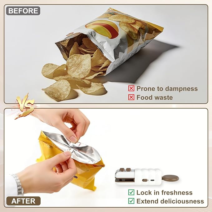4 in 1 Mini Bag Sealer, Upgraded Mini Bag Sealer with Cutter and Magnet