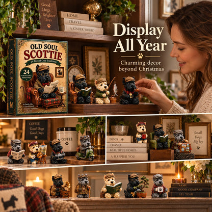Old Soul Scottie 24-Day Advent Calendar – 24 Adorable Collectible Scottish Terrier Miniatures, Cozy Christmas Countdown Gift for Scottie Lovers & Dog Owners