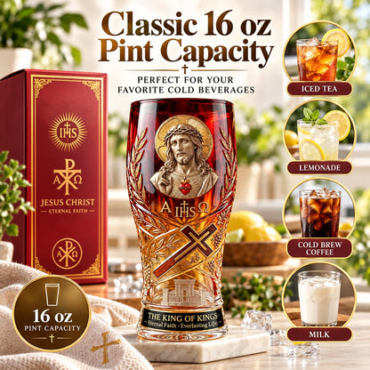 ✝️ Jesus Christ “King of Kings” Pint Glass – 16 oz