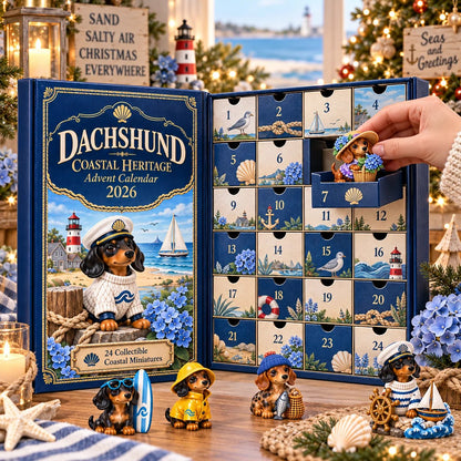 Dachshund Coastal Advent Calendar 2026 – 24 Seaside Miniatures