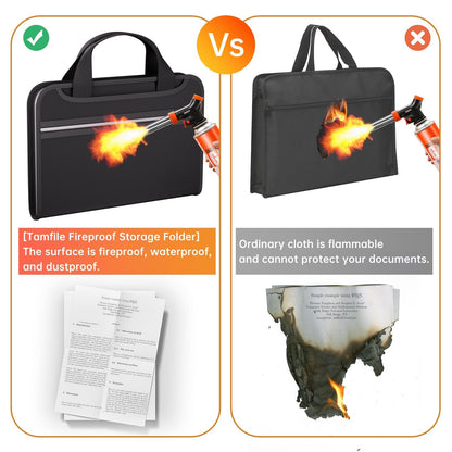 Fireproof File Folder with Handle, Large-Capacity A4 Document Bag, Test Paper Storage Bag and Data Paper Organizer, Office Stationery & Supplies