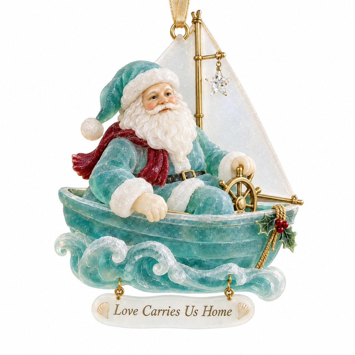 Coastal Santa Christmas Ornament