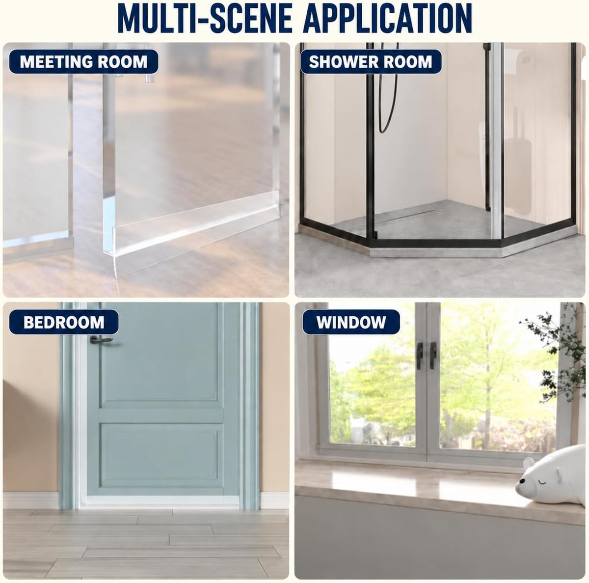 Silicone Door Weather Stripping Seal Strip, 5M/16.4FT Adhesive Door Bottom Draft Stopper for Doors and Windows