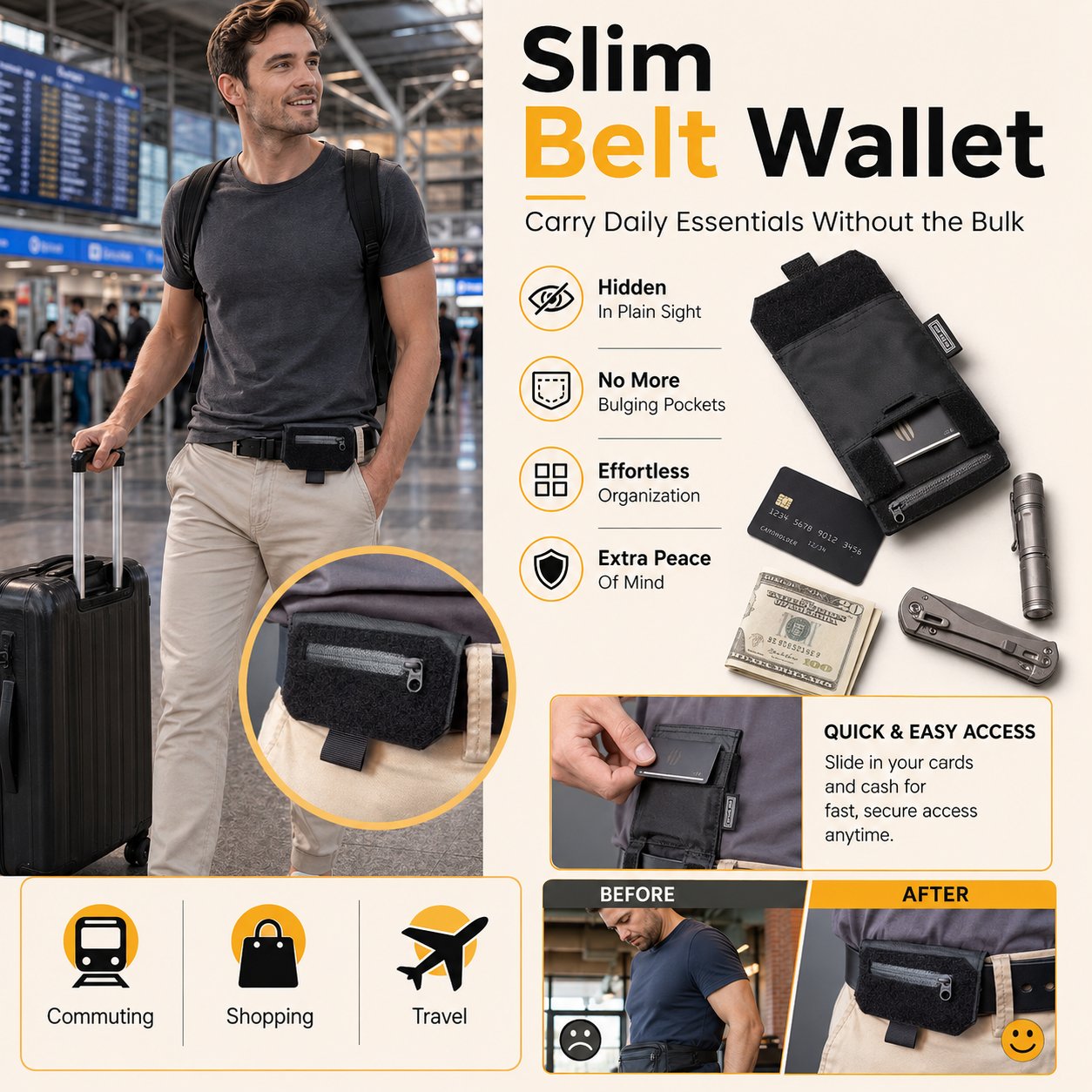 🔥💼✨Slim Belt Wallet — Ultra-Slim Hidden Carry System for Everyday Essentials🛫