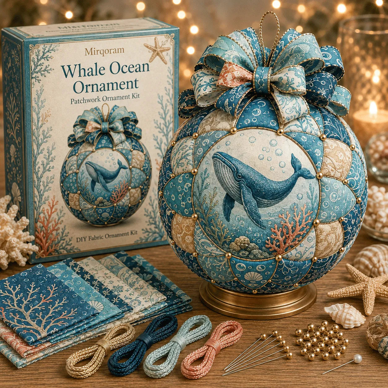 ⏳ Last Day 49% OFF – 🌊 Beginner-Friendly DIY Ocean Treasures Patchwork Ornament Kit Collection | Complete Kit with Coordinated Fabrics, Ornament Form, Coastal Accents & Step-by-Step Guide Included 💕