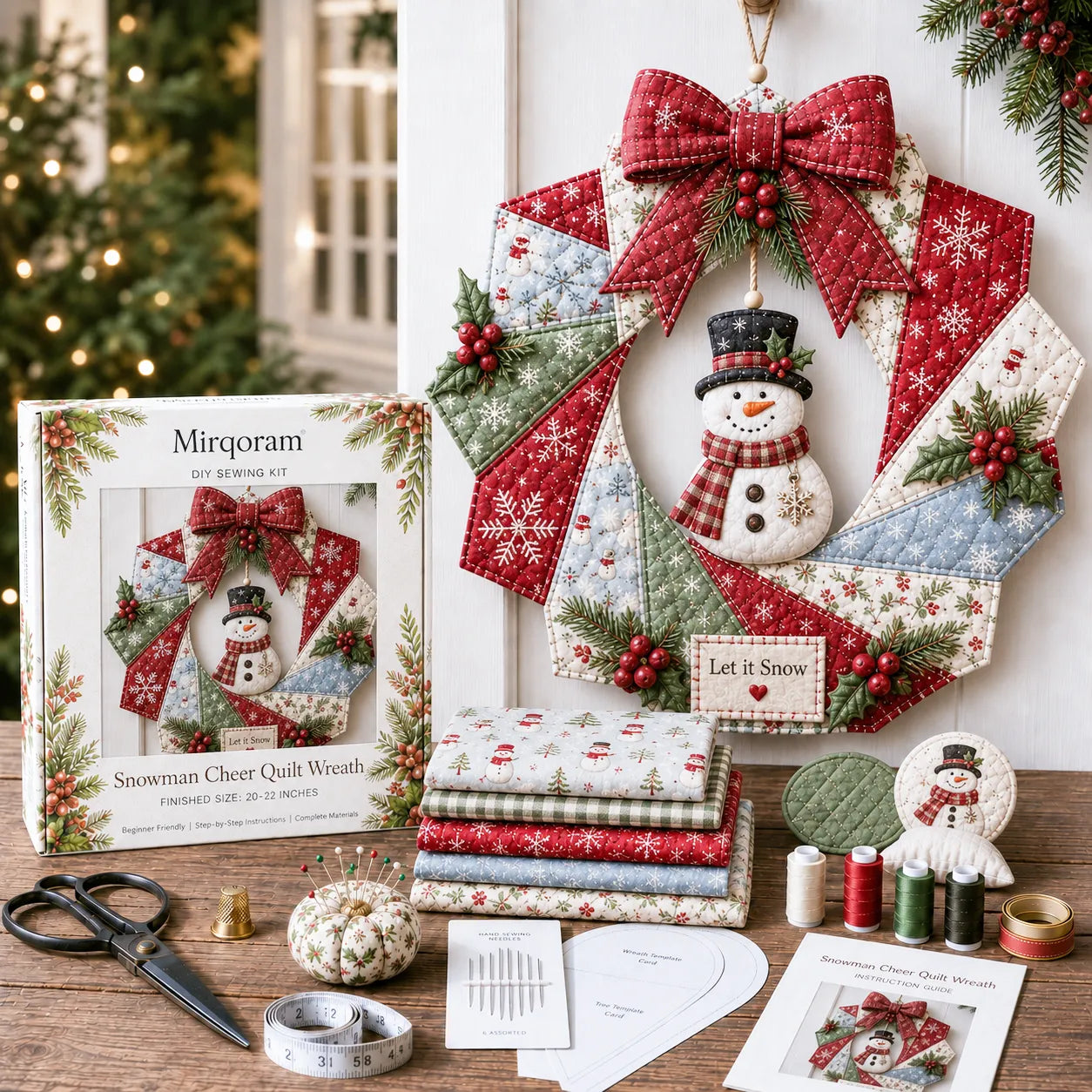 ⏳ Last Day 49% OFF – 🎄Beginner-Friendly DIY Christmas Fabric Wreath Kit Collection | Complete Kit with Coordinated Fabrics, Wreath Materials & Step-by-Step Guide Included 💕