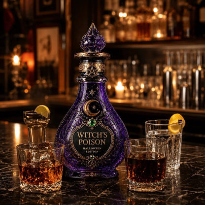 🔮 Witch-Inspired Mystical Crescent Moon Liquor Bottle