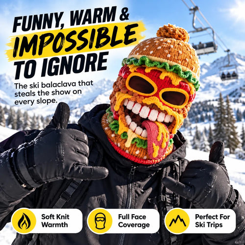 😜🍟Funny Food Knit Balaclava – Warm Full-Face Ski Mask for Winter Adventures