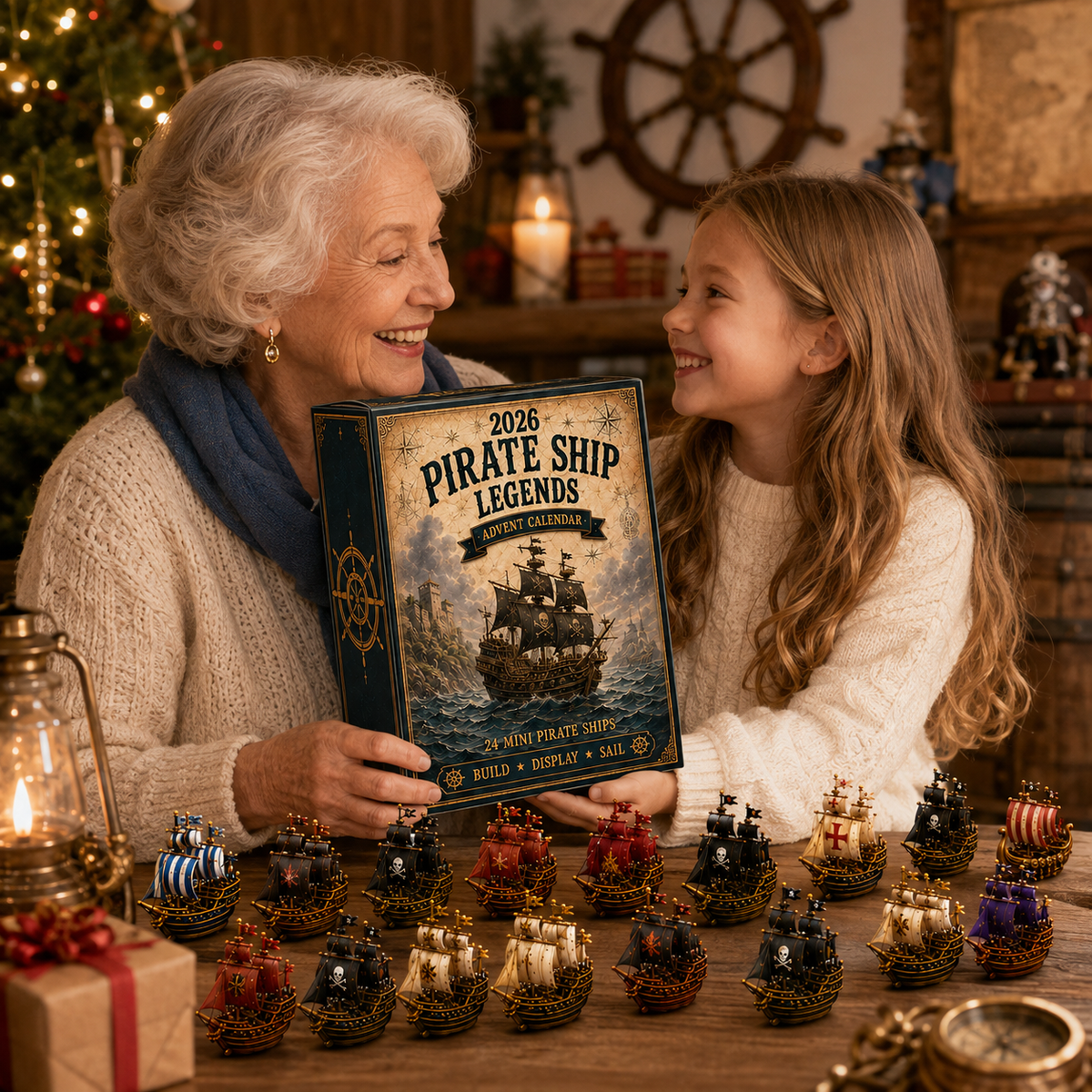 Pirate treasure and sailing ships