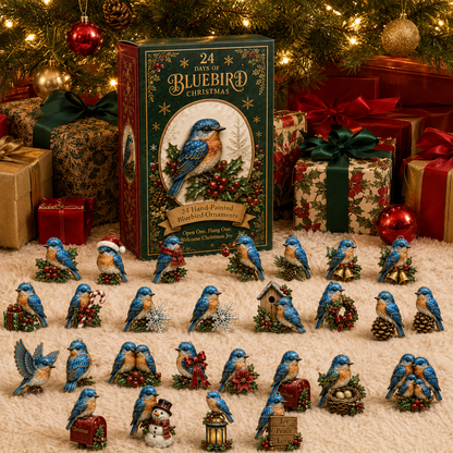 24-Day Bluebird Advent Calendar | Hand-Painted Ornament Countdown Gift