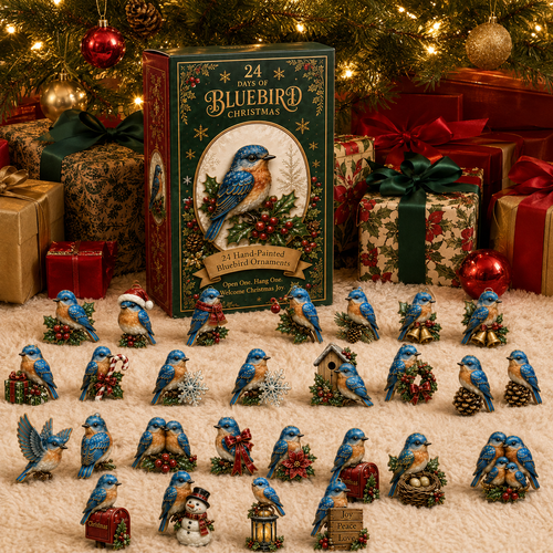 24-Day Bluebird Advent Calendar | Hand-Painted Ornament Countdown Gift