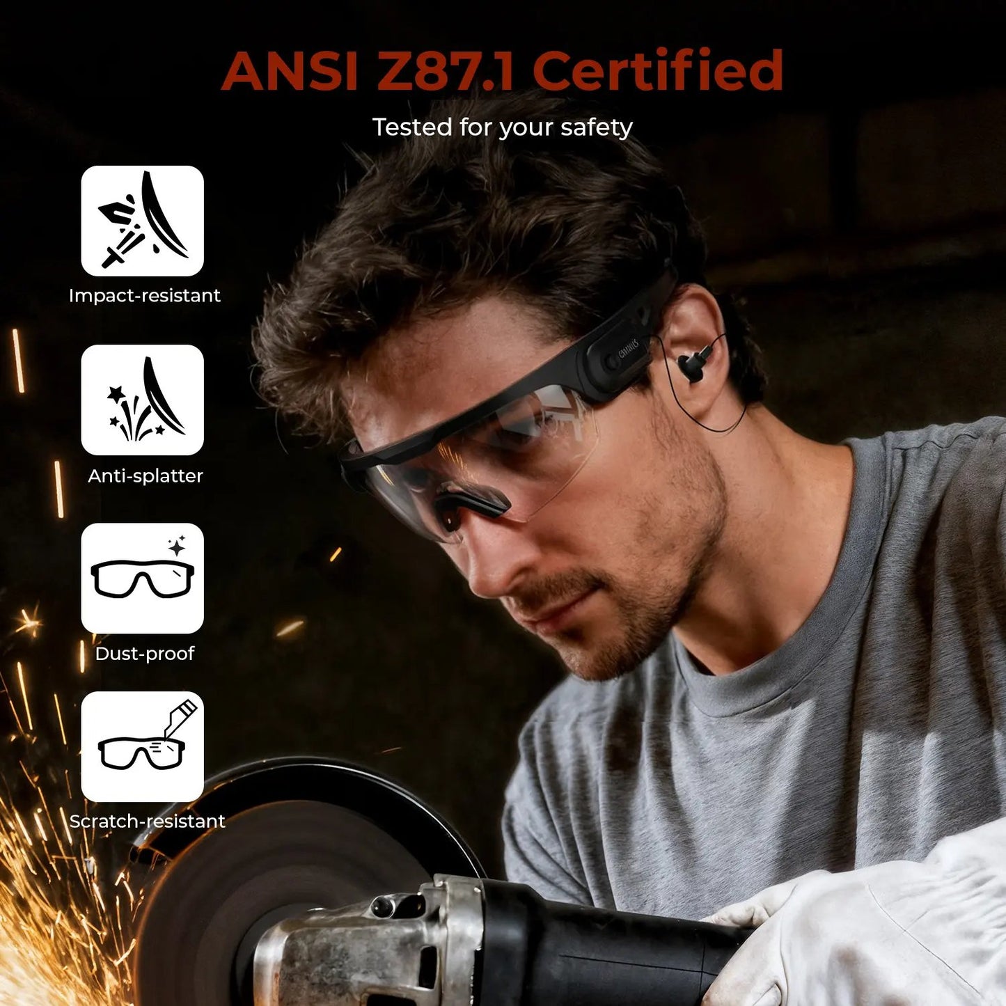 Safety Goggles with Noise Reduction Plugs
