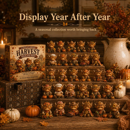 🍂 24-Day Highland Cow Harvest Countdown Calendar Blind Box – 24 Collectible Fall Figurines🐮🎃
