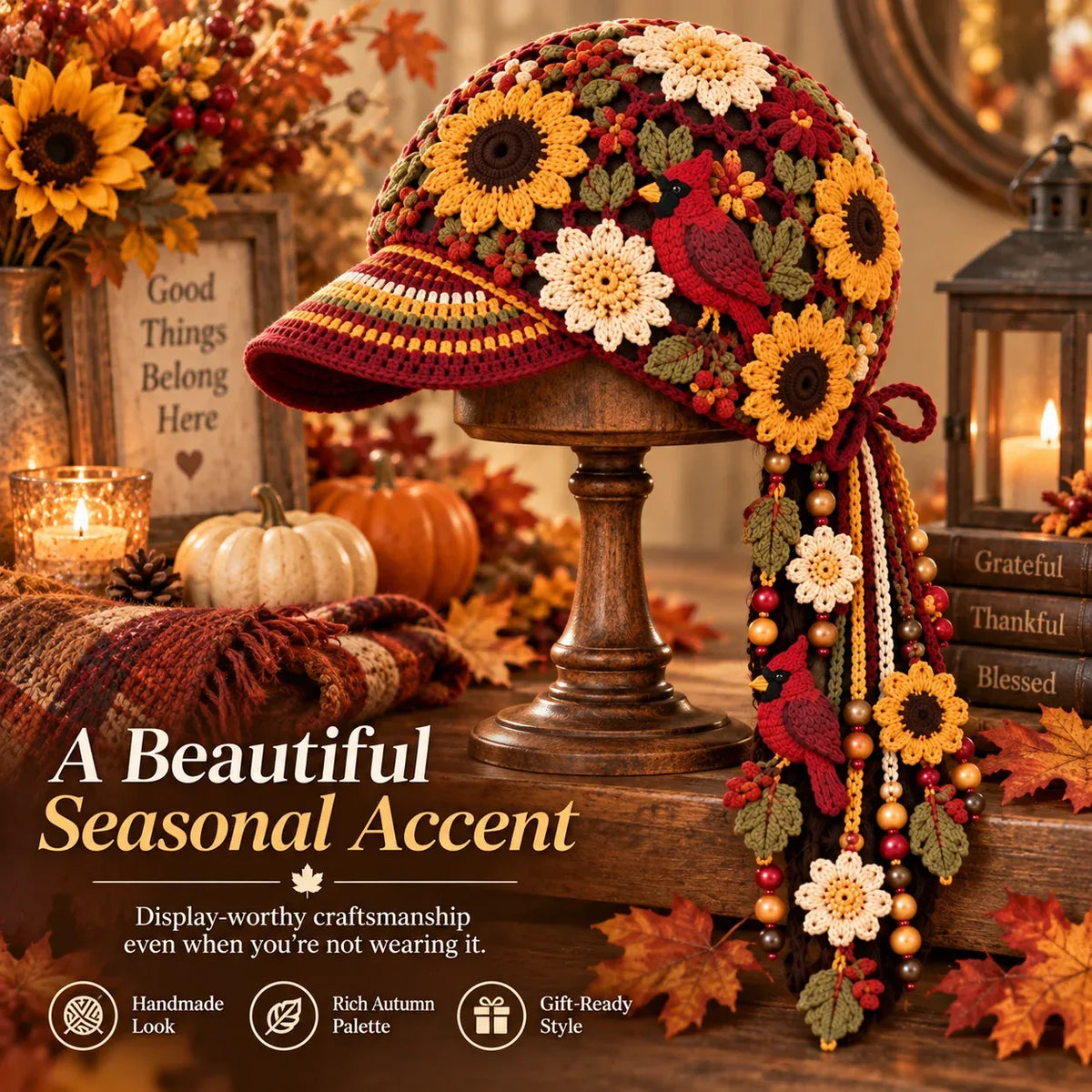 🔥LAST DAY 50% OFF - 🍂 Women’s Handmade Crochet Autumn Baseball Cap