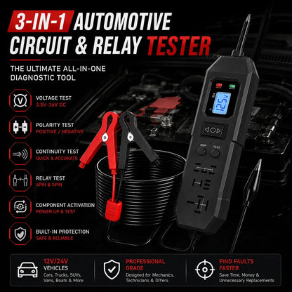 3-in-1 Automotive Power Circuit Probe & Relay Tester – 12V/24V Electrical Diagnostic Tool