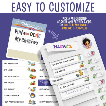 Magnetic Kids Daily Routine & Chore Chart – Visual Task Board with 120 Activity Cards, Stickers & Icons