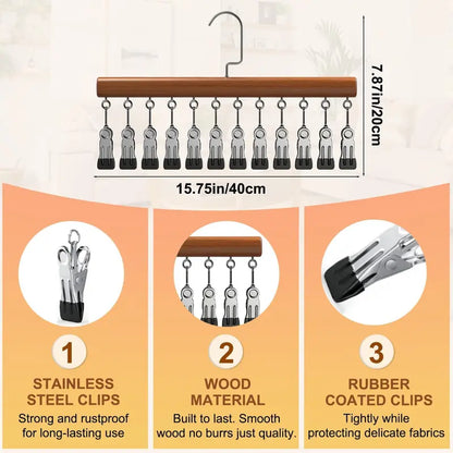 2 Pack Closet Organizer with 12 Clips, Space Saving Hangers for Clothes