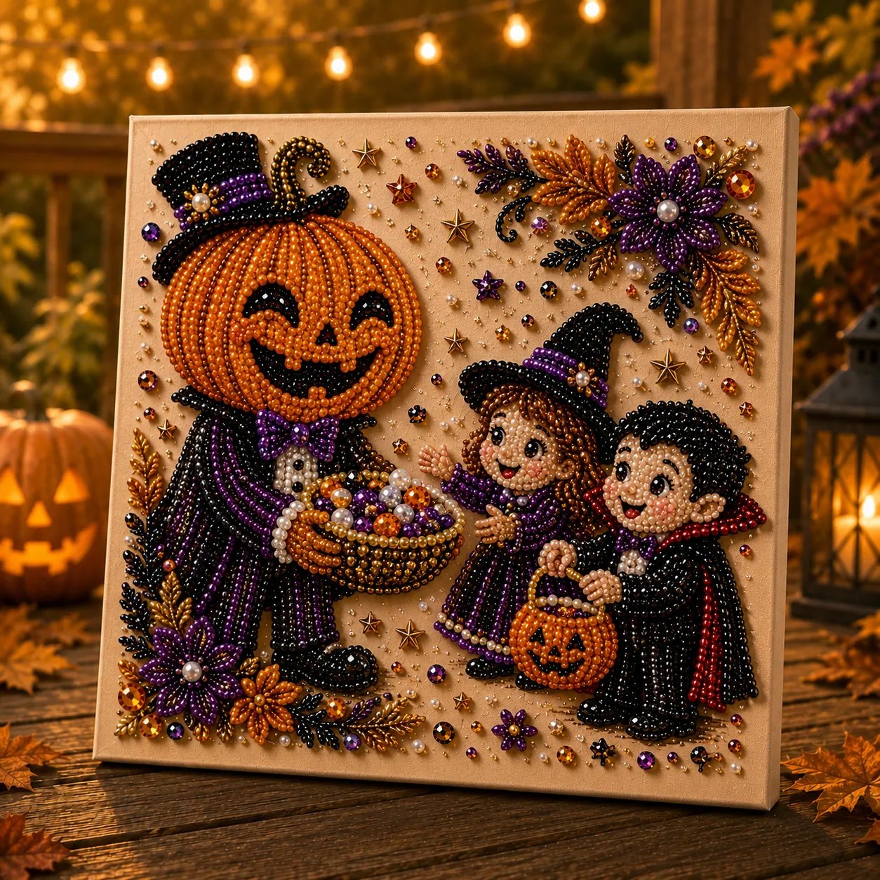 🎃 LAST DAY 49% OFF – 👻 Premium 3D Pearl Absurd Halloween Wall Art Kit | Luxury Flocked Canvas with Scratch-Resistant Non-Fading Pearl Beads DIY Funny Spooky Decor 🕷️✨