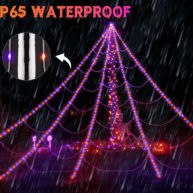 🎃Halloween Glowing Spider Web Lights🕷️