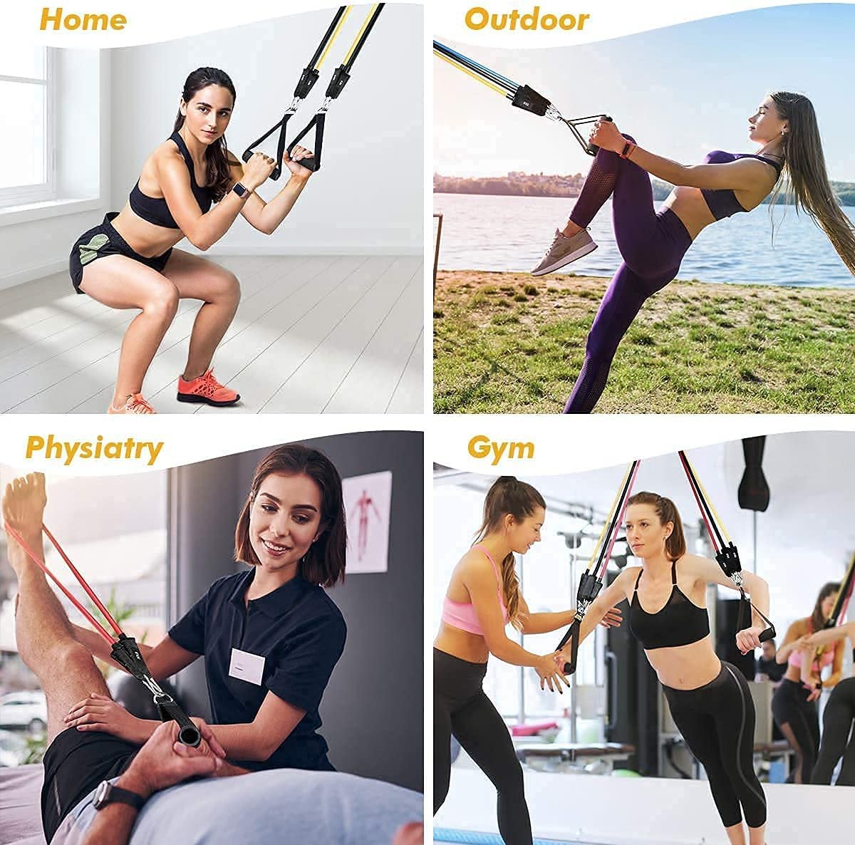 🏋️‍♂️ 11-Piece Fitness Resistance Bands Kit – For Strength, Weight Loss & Home Training