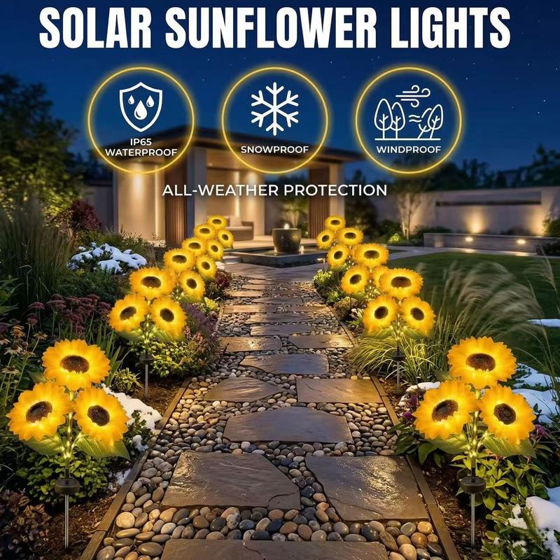 Solar Sunflower Garden Stake Lights 🌻 | Waterproof 🌧️ | No Wiring💡