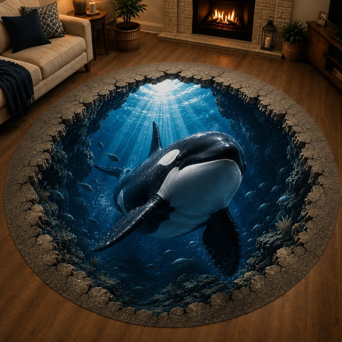 🔥😍✈️ 50% OFF🌊Ocean Portal Illusion Rug - A Realistic 3D Ocean World Beneath Your Feet