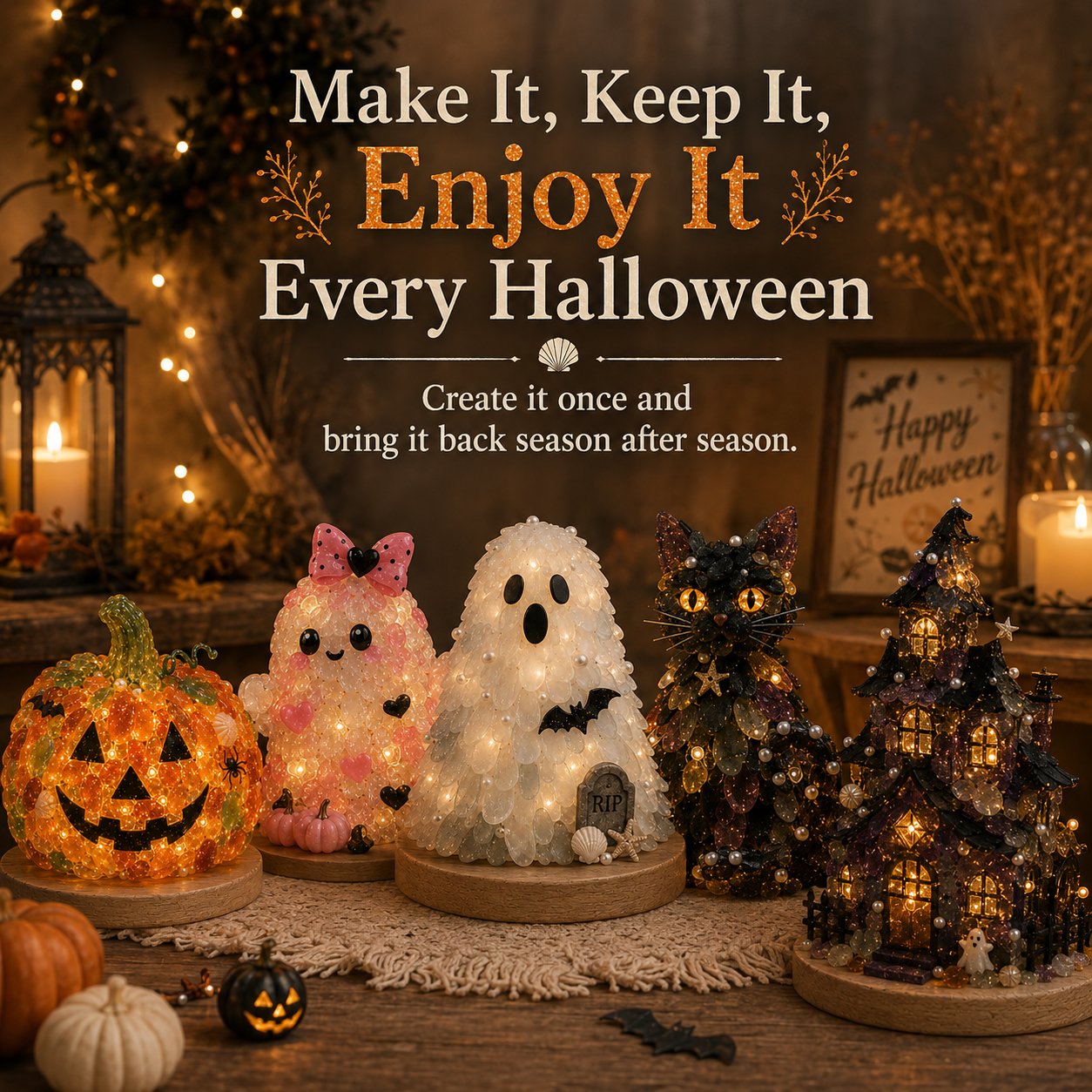 ⏳ Last Day 49% OFF – 🎃 Beginner-Friendly DIY Lighted Sea Glass Halloween Character Kit Collection | Complete Kit with Sea Glass Pieces, LED Lights & Step-by-Step Guide Included 💕