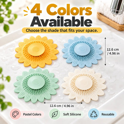 🌻Sunflower Silicone Drain Cover – Hair Catcher, Odor Blocker & One-Press Drain