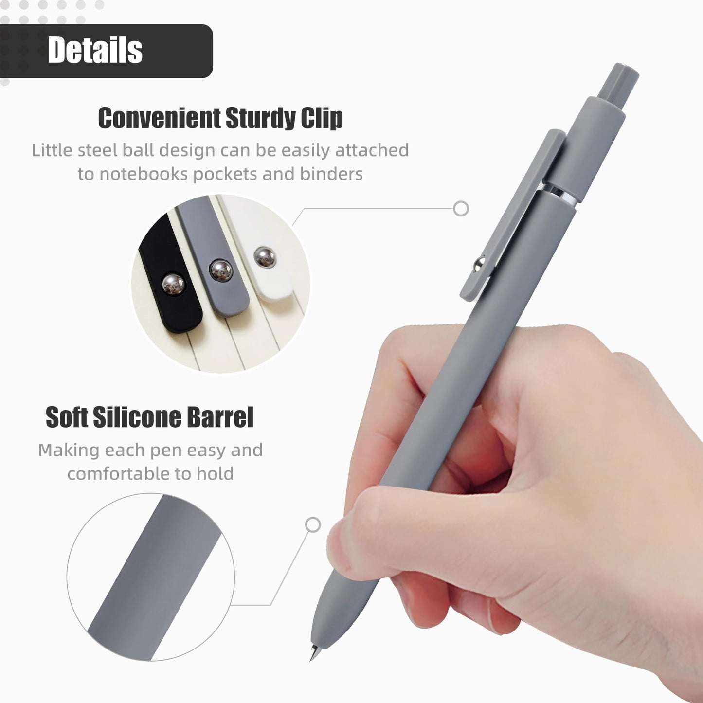 🔥HOT SALE🔥🔥Black Gel Pens, 6Pcs 0.5mm Gel Pens Fine Point, Quick Dry Retractable Gel Pen Set, Smooth Writing Pens for Office Work, Note Taking, Black Ink Pens for Men Women(Black)
