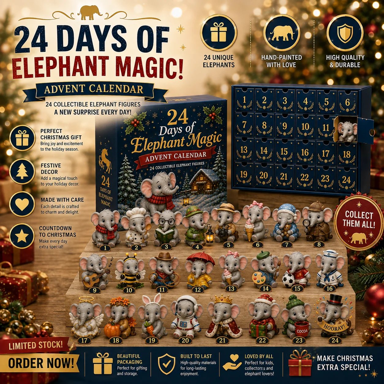 24 Days of Elephant Magic Advent Calendar – 24 Collectible Surprises