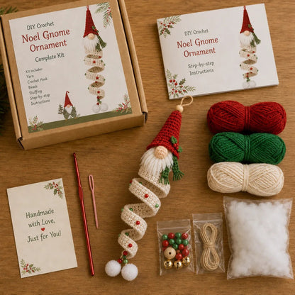 🔥 LAST DAY 49% OFF – 🎄Cozy Gnome Crochet Ornament Kit Collection | Premium Soft Yarn, Complete Crochet Tools & 9 Charming Designs 🧶✨