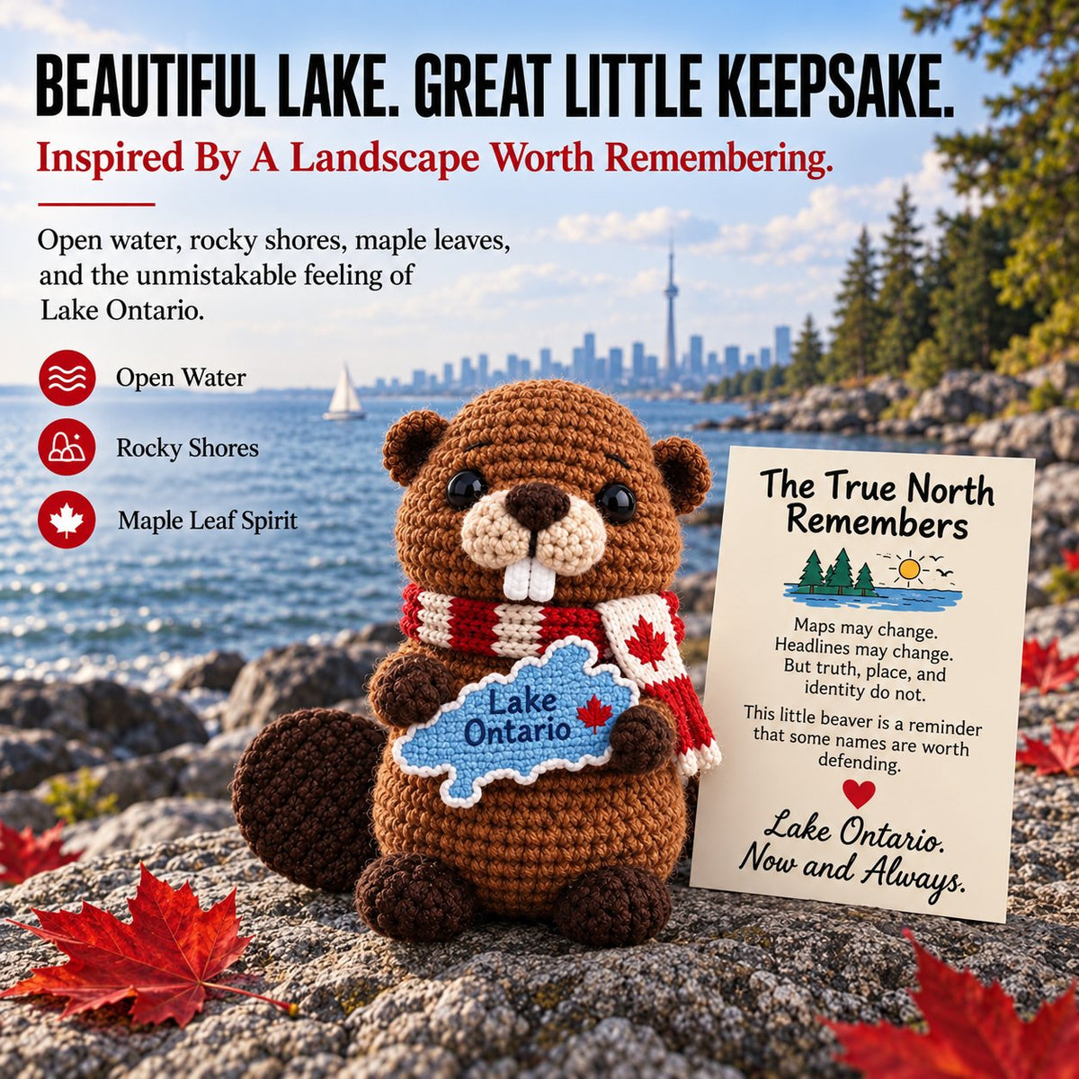 🦫 Lake Ontario Emotional Support Beaver Crochet Keepsake | 5 Canadian-Inspired Personalities with Matching Message Cards for Cottage Families, Lake Lovers & Meaningful Gifts 🍁