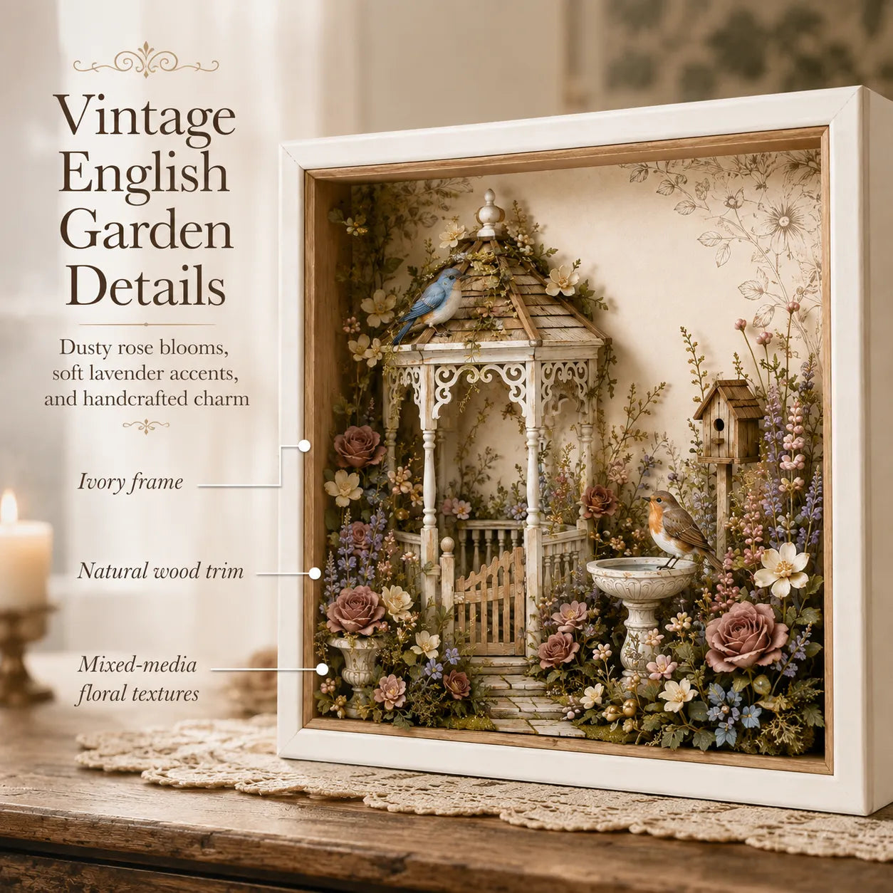 🌷DIY 3D English Cottage Garden Shadow Box Kit