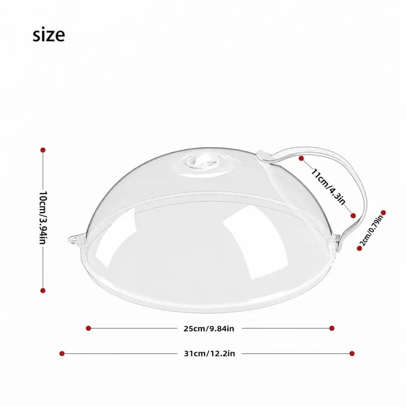 10" Clear Microwave Splatter Cover: Built-in Water Steamer & Steam Vent Lid