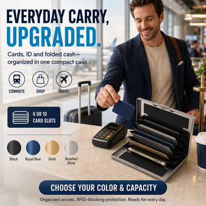 🔥RFID-Blocking Stainless Steel Card Wallet – Organized, Secure & Pocket-Ready 🔒