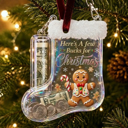 🎄Christmas Stocking-Shaped Money Gift Ornament – “Here’s A Few Bucks” Cash & Coin Holder