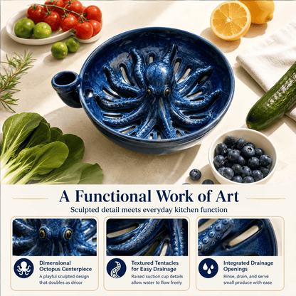 Bold Indigo Octopus Berry Colander