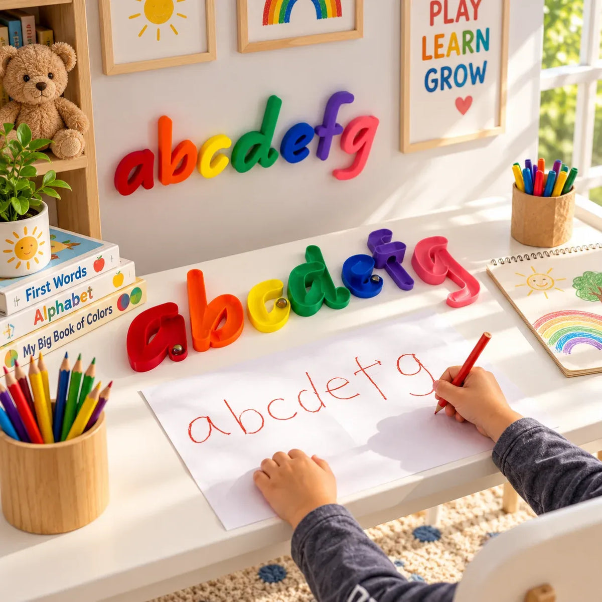 🌈 Rolling Alphabet Tracing Set – Colorful Hands-On Letter Learning Toy for Kids