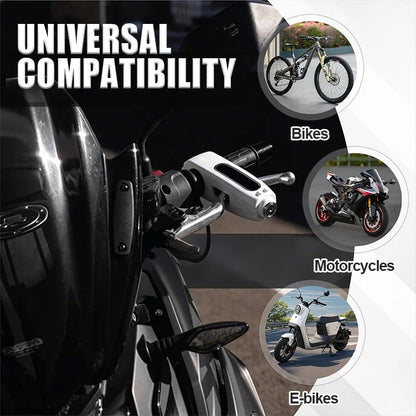 🔒 Handlebar Lock with Alarm: Precision Copper Core, Universal Fit, Weatherproof, for Bike & Motorcycle