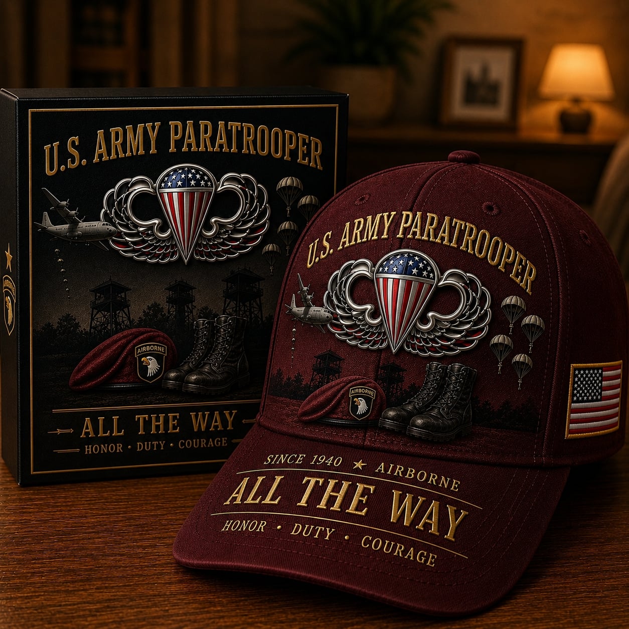 🪂U.S. Army Paratrooper “All the Way” Tribute Cap
