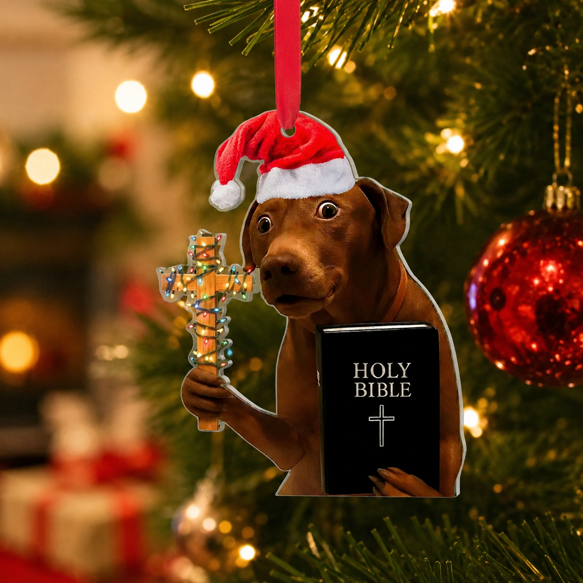 🤣“My Dog Is Ready To Preach” Christmas Ornament