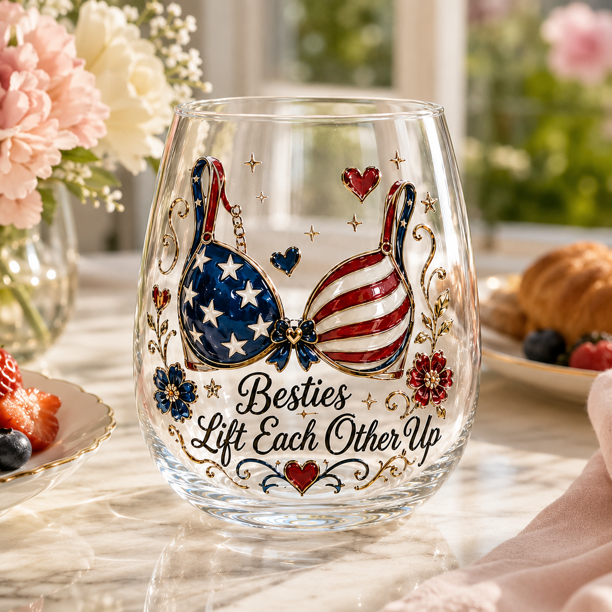 Besties Lift Each Other Up Glass Cup