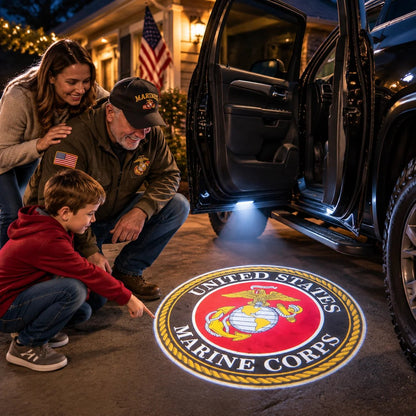 🇺🇸 Pride Shine Car Welcome Light | Patriotic Door Projection for Veterans & Military Families 🎖️