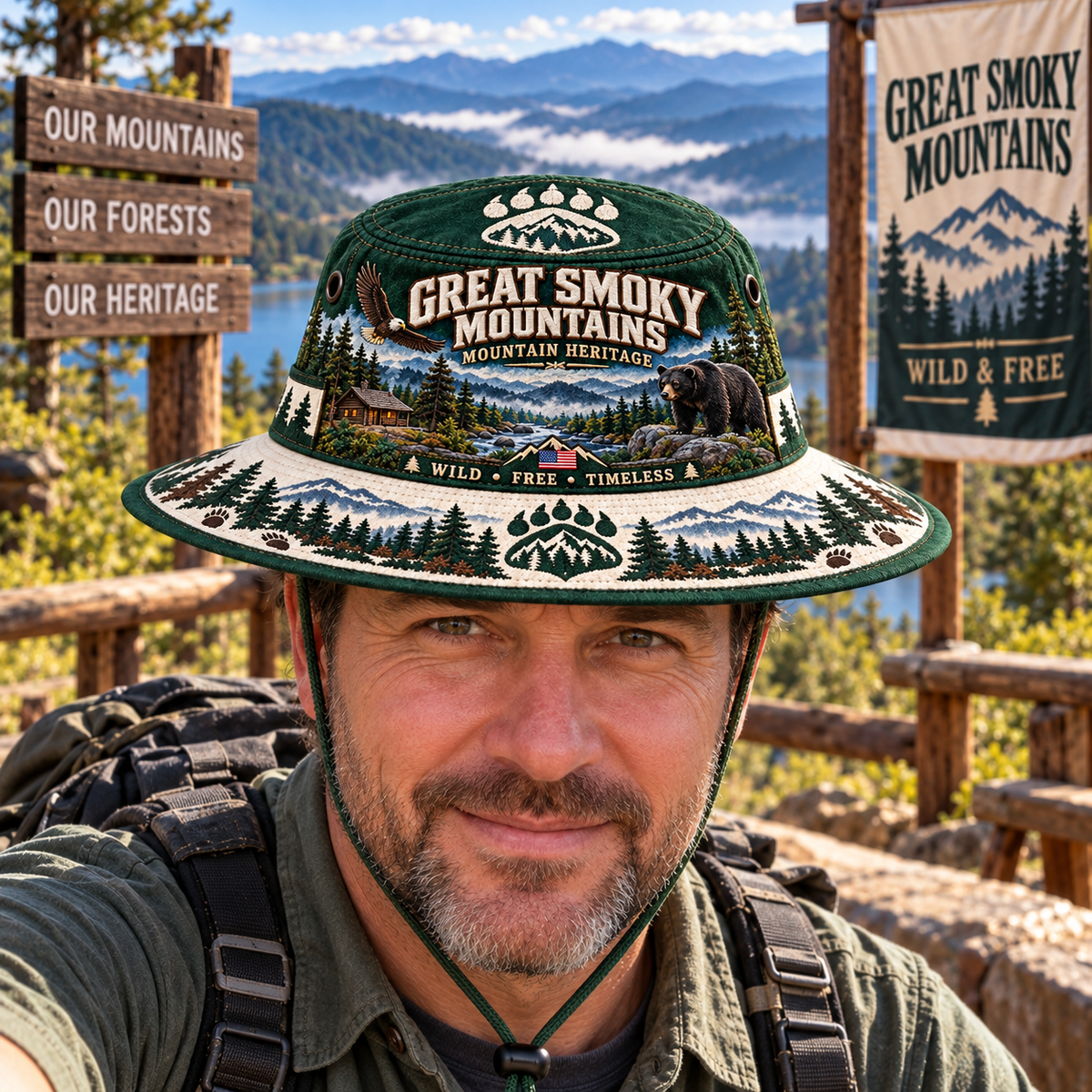 🐻🌲 Great Smoky Mountains Heritage Boonie Hat — Wild, Free & Timeless