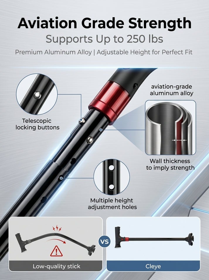 🔥 Must-Have Senior Smart Cane – Foldable Aluminum with LED Light & Quad Anti-Slip Feet